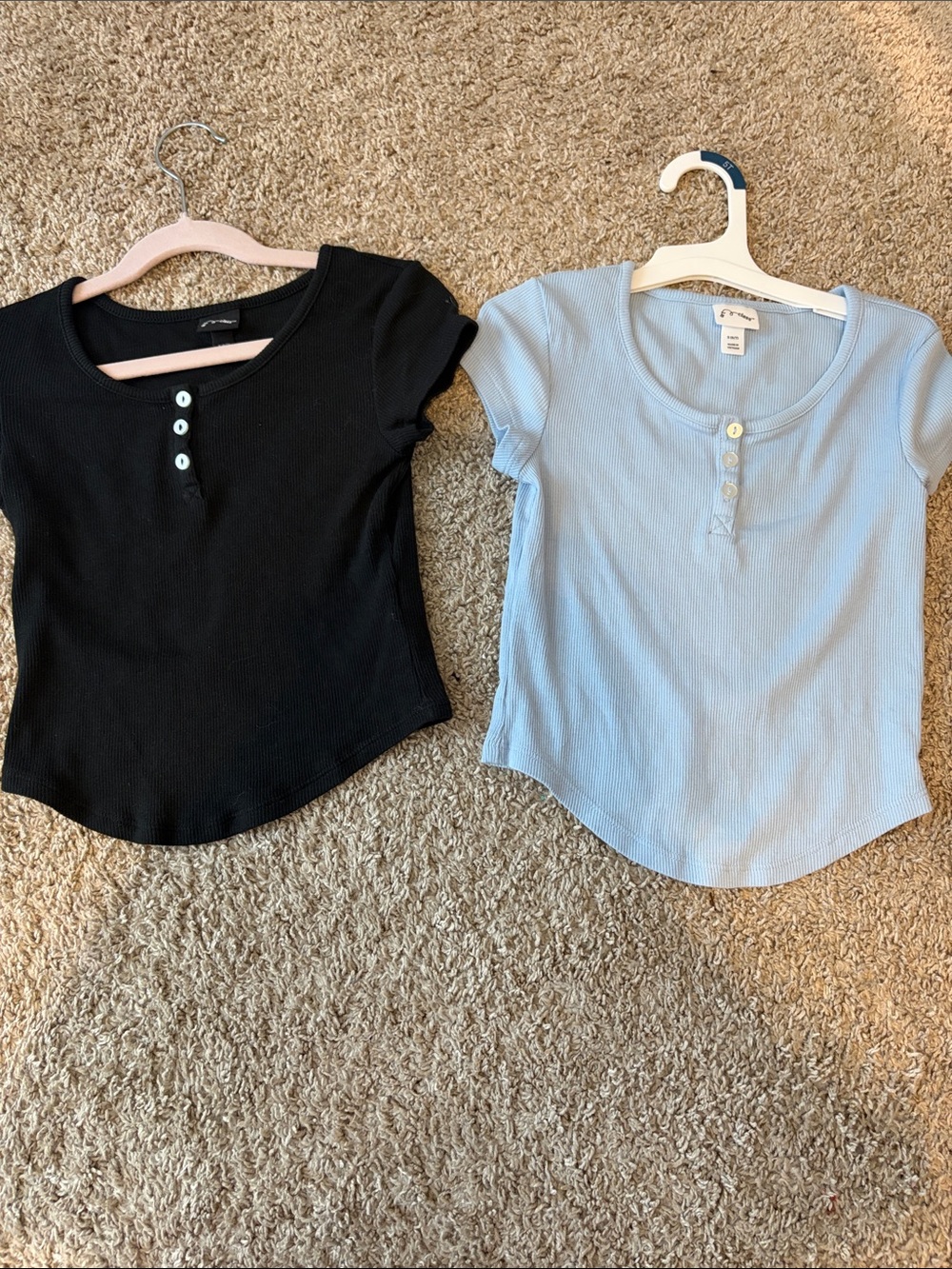 Target Short Sleeve Ribbed Henley Tee - Black & Light Blue